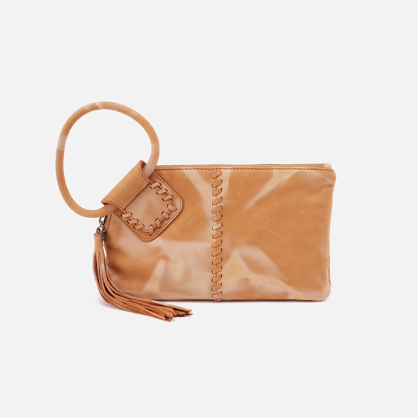 Sable Wristlet In Soft Shibori Leather - Saffron