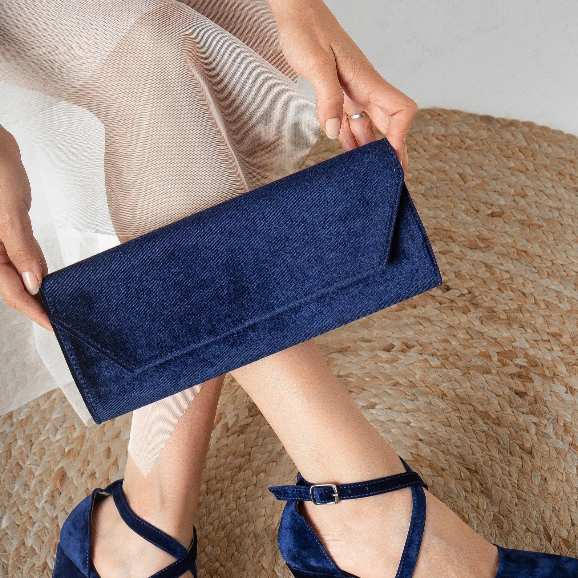 Scarlett - Blue Velvet Clutch