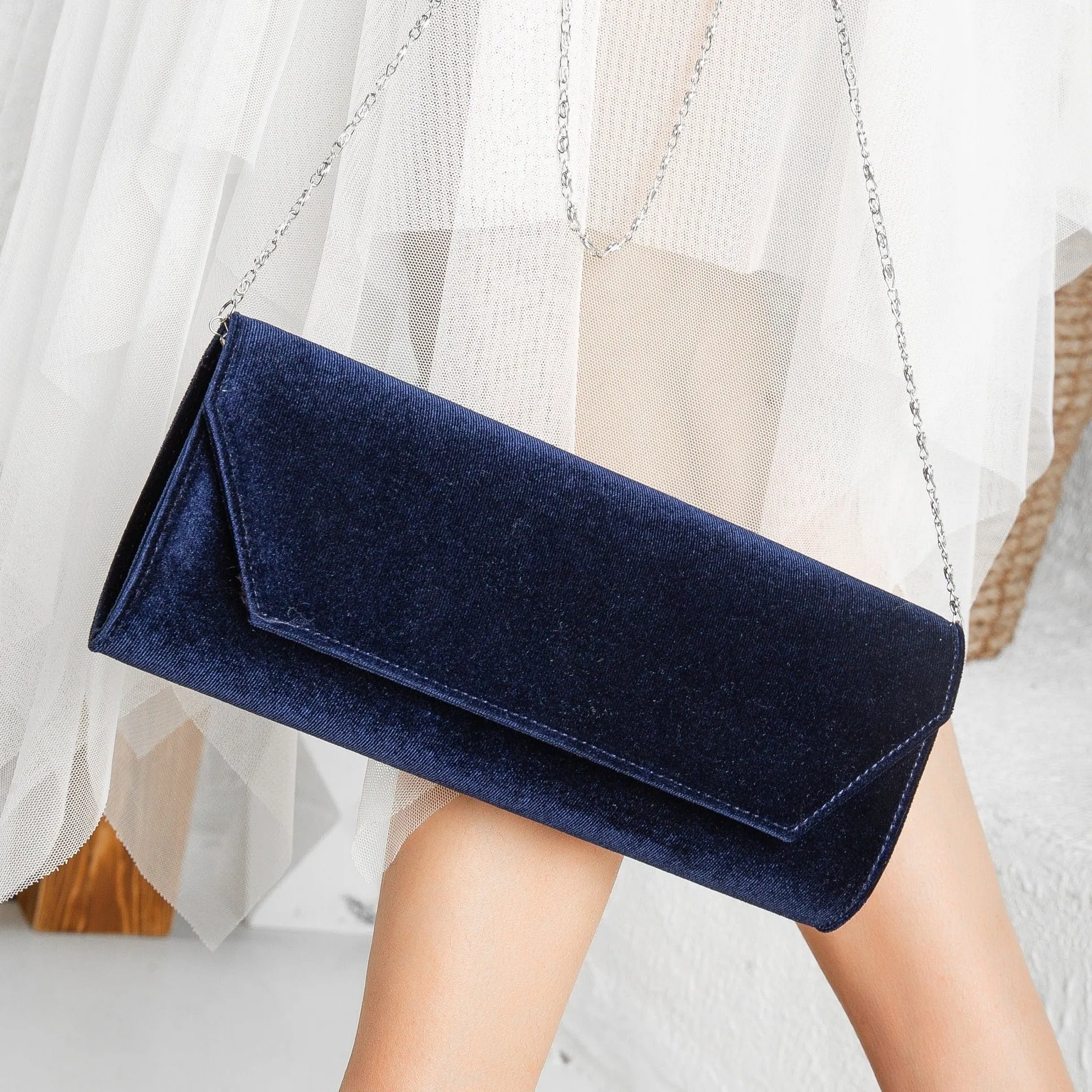 Scarlett - Blue Velvet Clutch