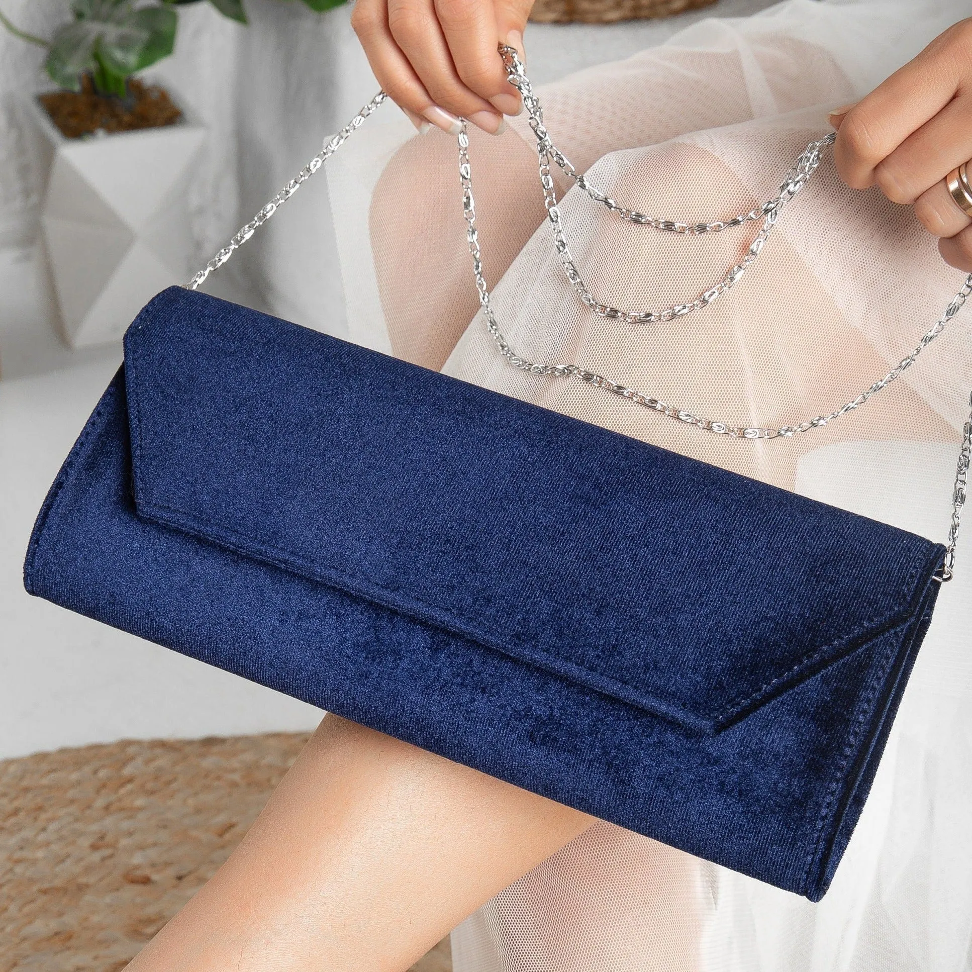 Scarlett - Blue Velvet Clutch