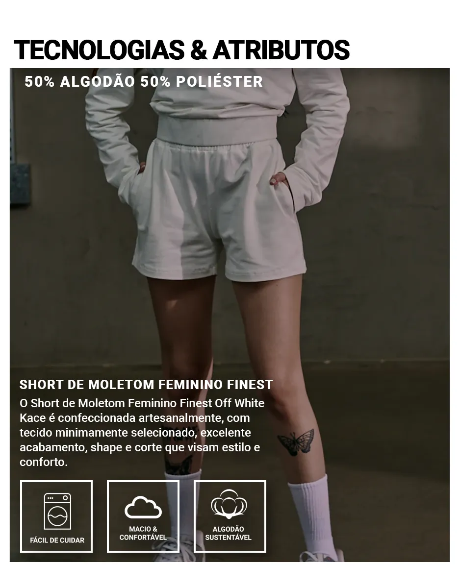 Short de Moletom Feminino Finest Off White Kace