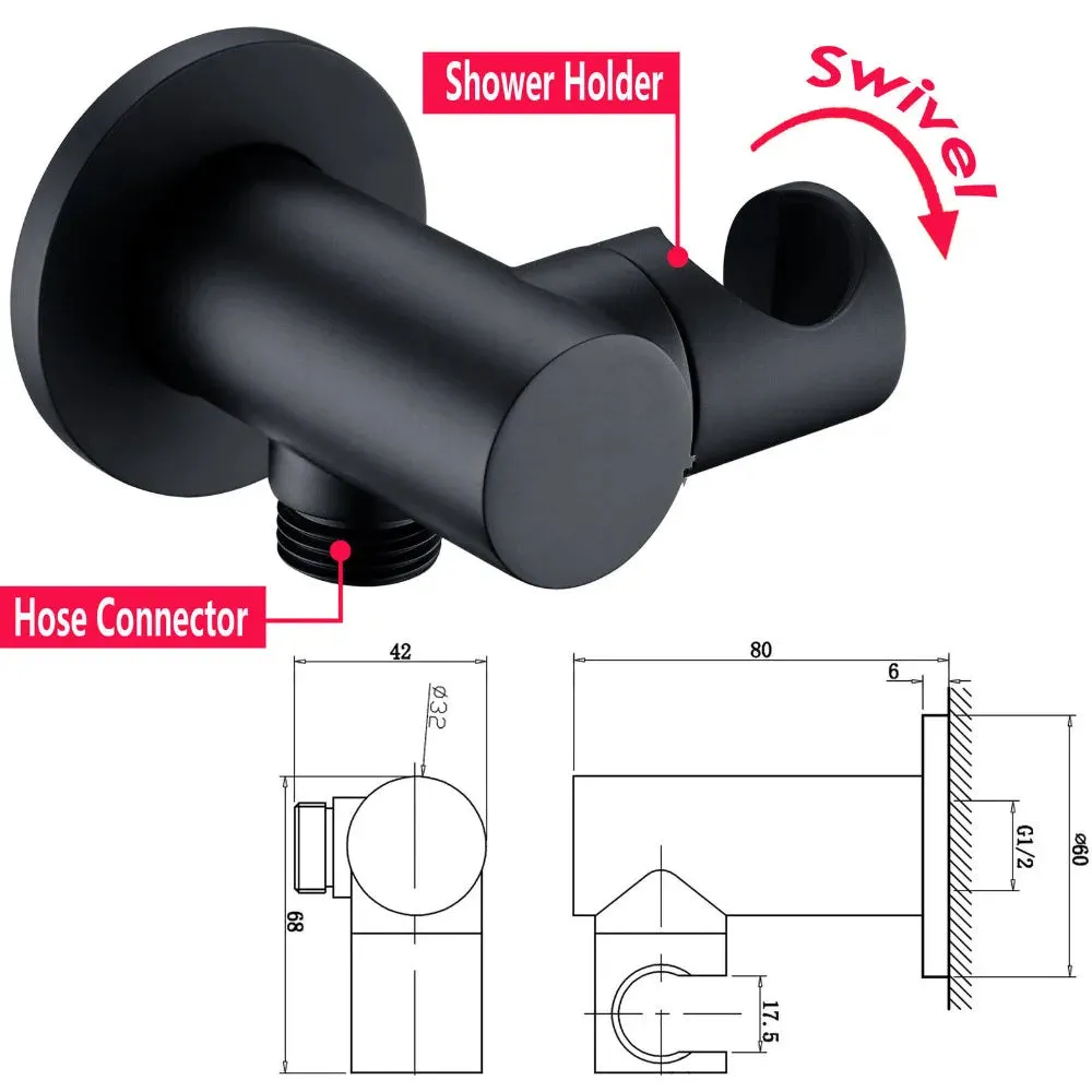 Sistema de ducha para baño, grifo mezclador de latón Alba, brazo desviador de techo o pared, rociador de mano con cabezal Rian de 8-16"