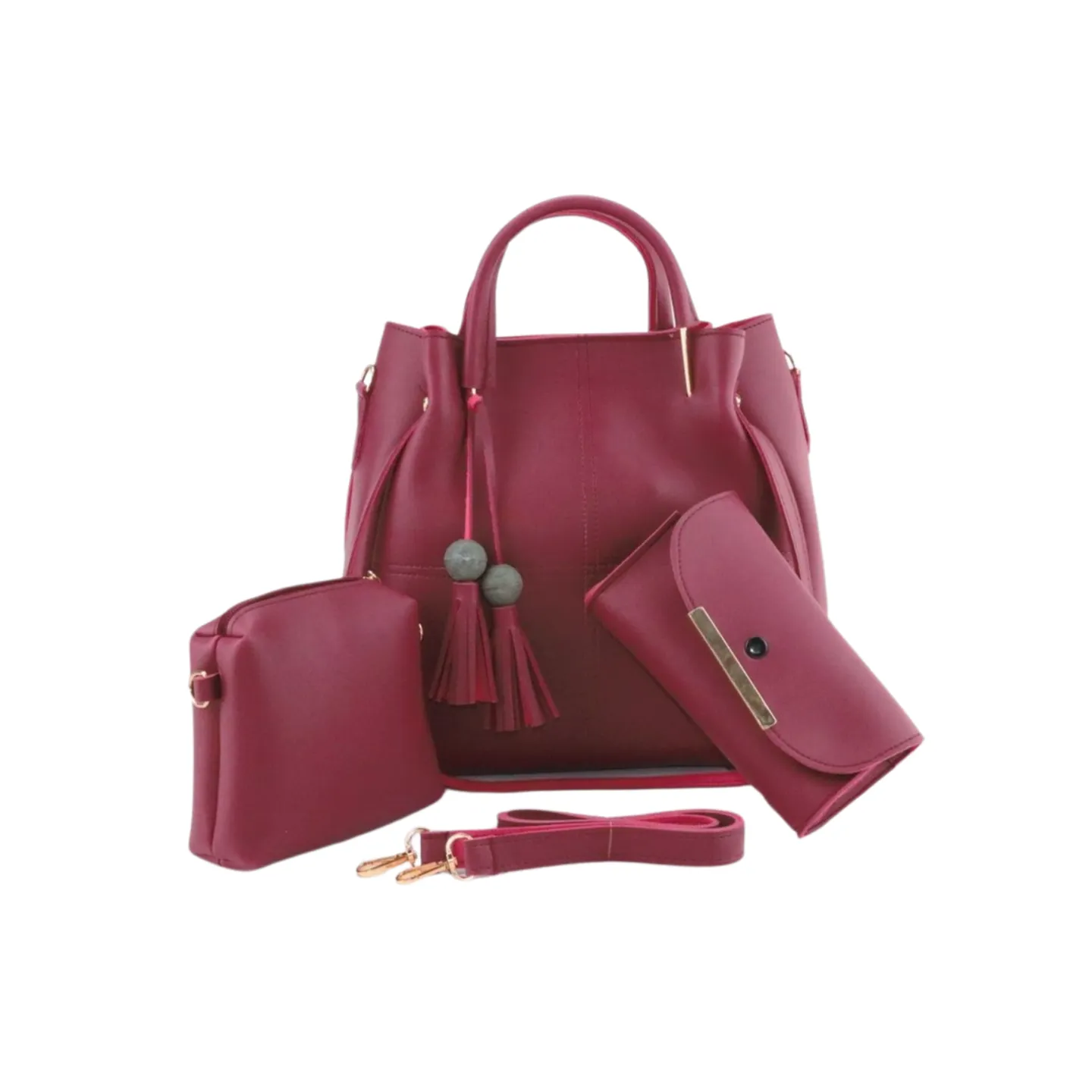 Three-Piece Women's Handbag Set:  Tote, Wallet, and Clutch