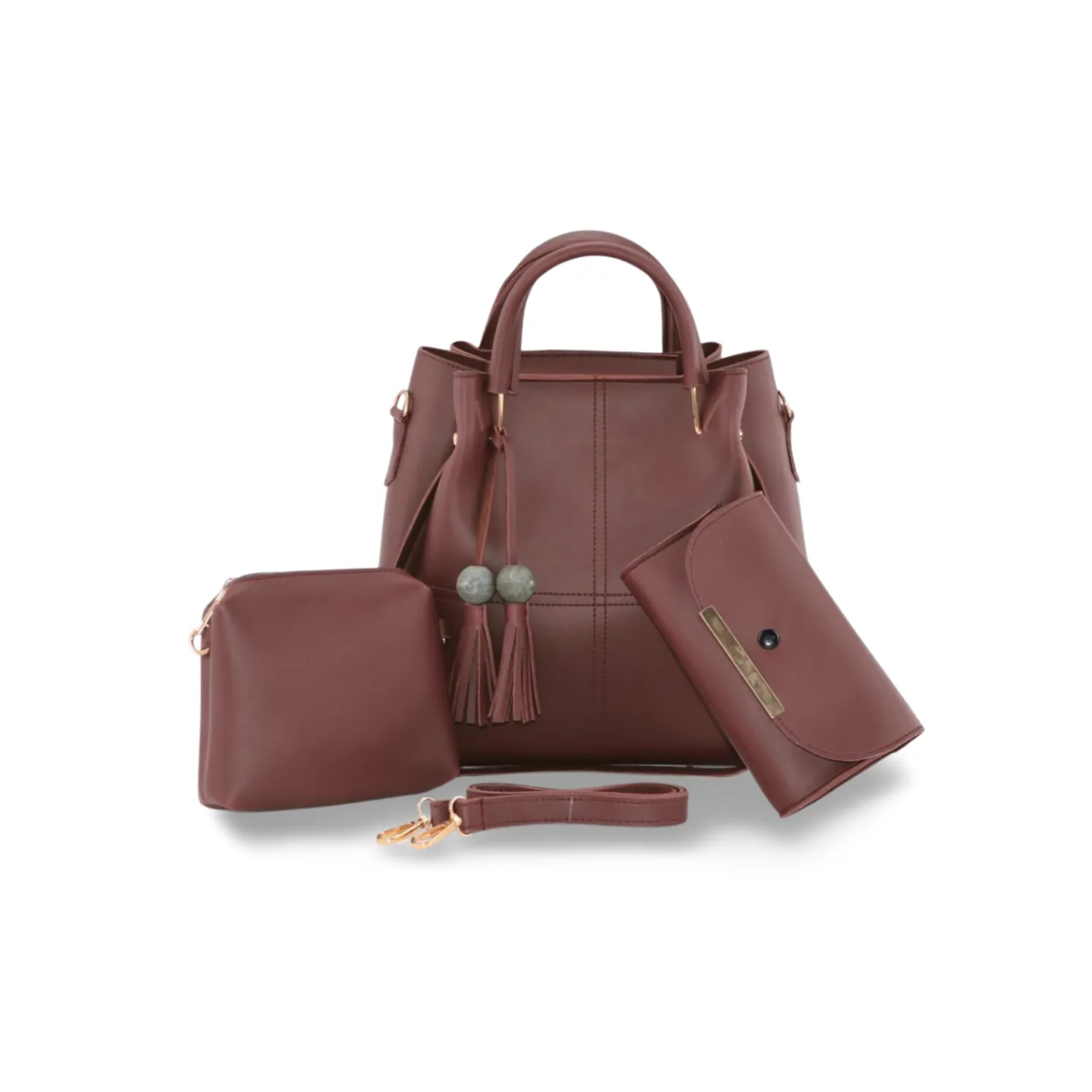 Three-Piece Women's Handbag Set:  Tote, Wallet, and Clutch