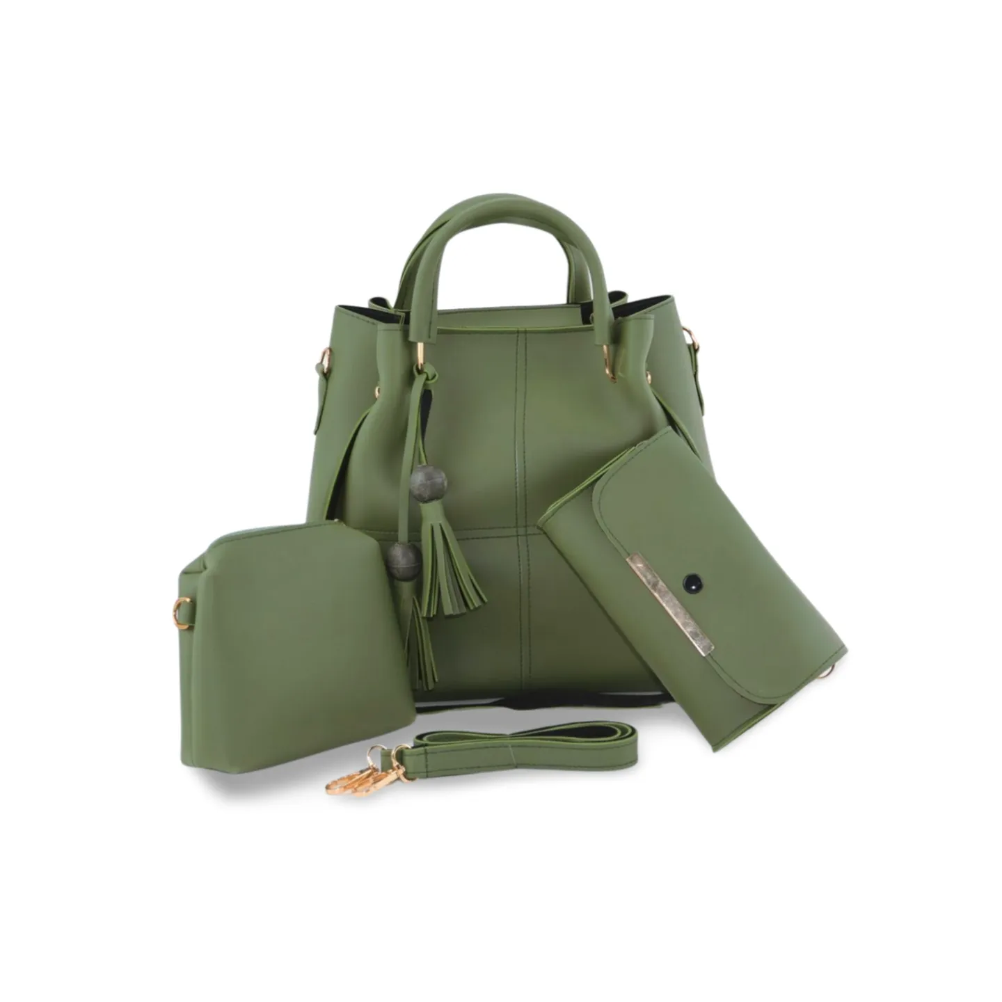 Three-Piece Women's Handbag Set:  Tote, Wallet, and Clutch