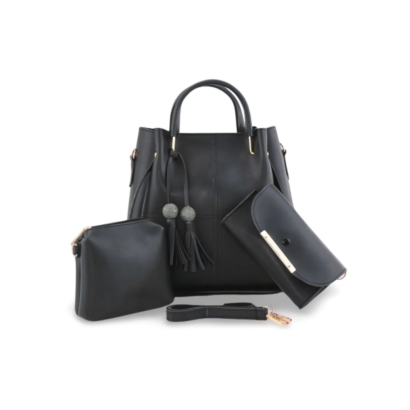 Three-Piece Women's Handbag Set:  Tote, Wallet, and Clutch