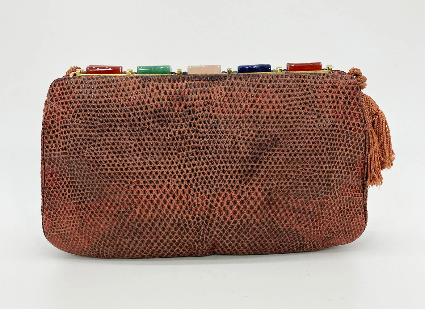 Vintage Judith Leiber Orange Lizard Clutch