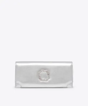 Vivien Silver Leather Clutch Bag