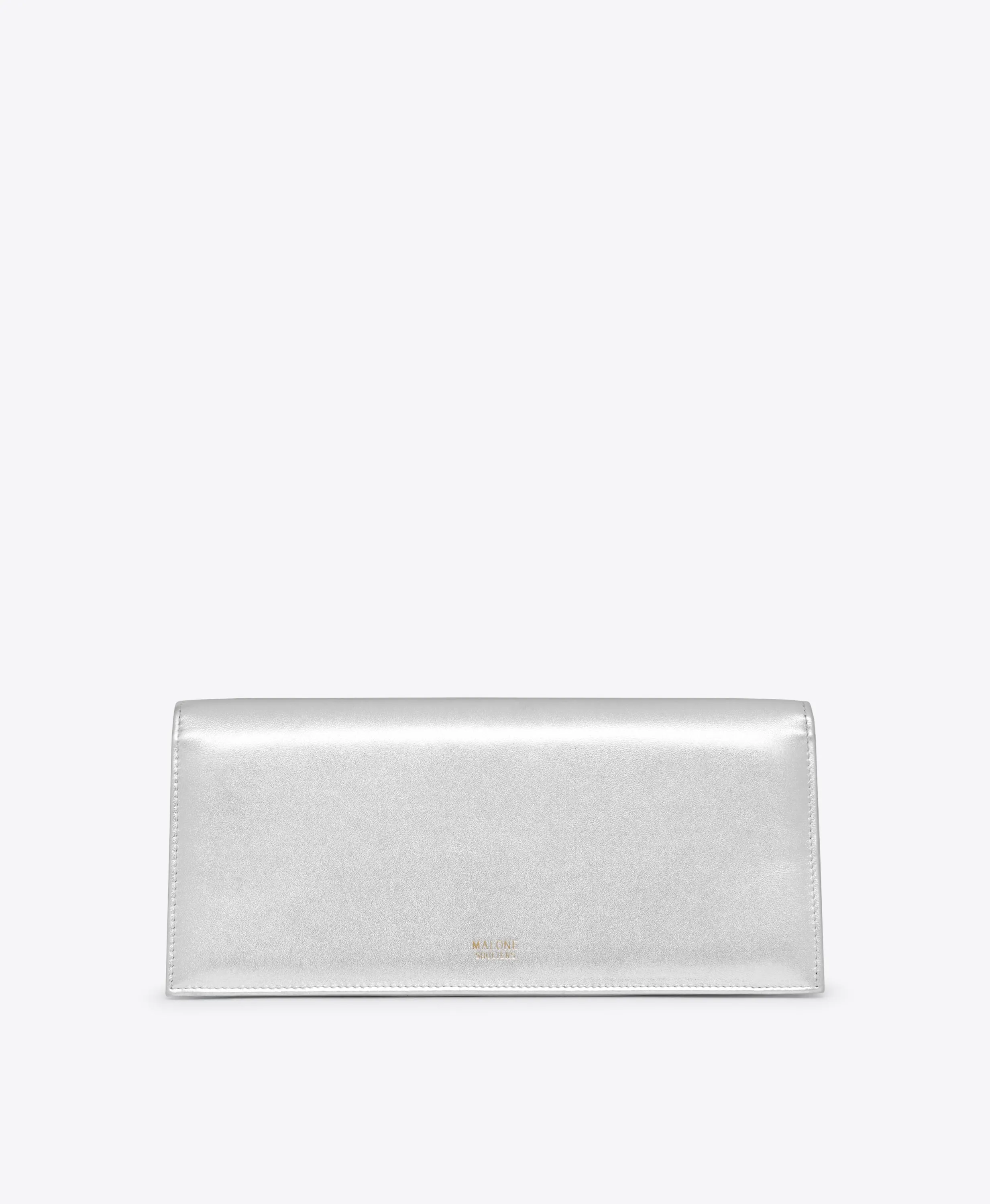 Vivien Silver Leather Clutch Bag