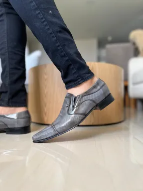 ZAPATO ELEGANTE VICTORIA PARA HOMBRE EN CUERO GRIS | LUZ 4008